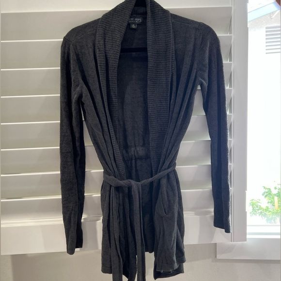 BAREFOOT DREAMS CozyChic Drape Rib Cardigan Ultra Lite Carbon Gray - Picture 13 of 16